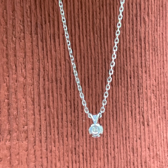 Sparkling Solid 14k White Gold .5 Carat Moissanite Solitaire Pendant - Picture 4 of 6